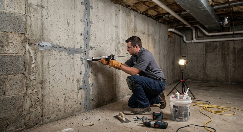 Basement Crack Repair in East Greenwich, RI
