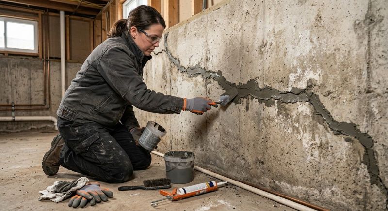 Cracked Basement Floor Repair in East Greenwich, RI