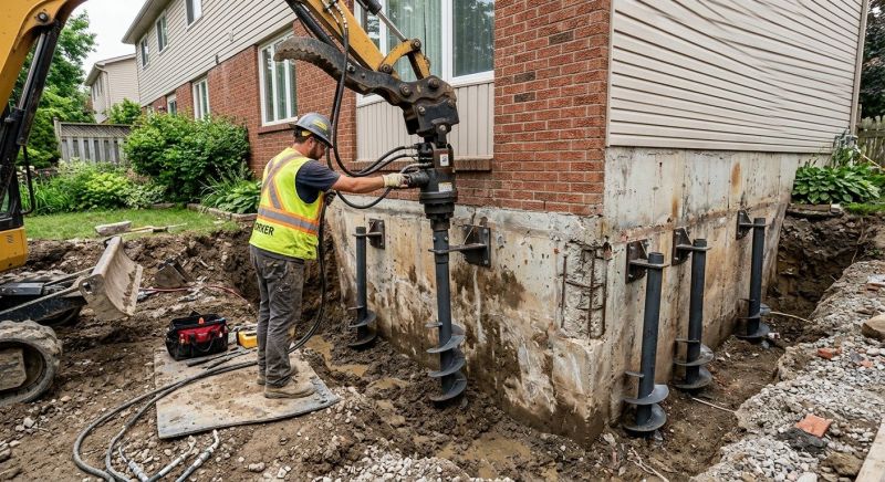 Helical Piers Installation in East Greenwich, RI