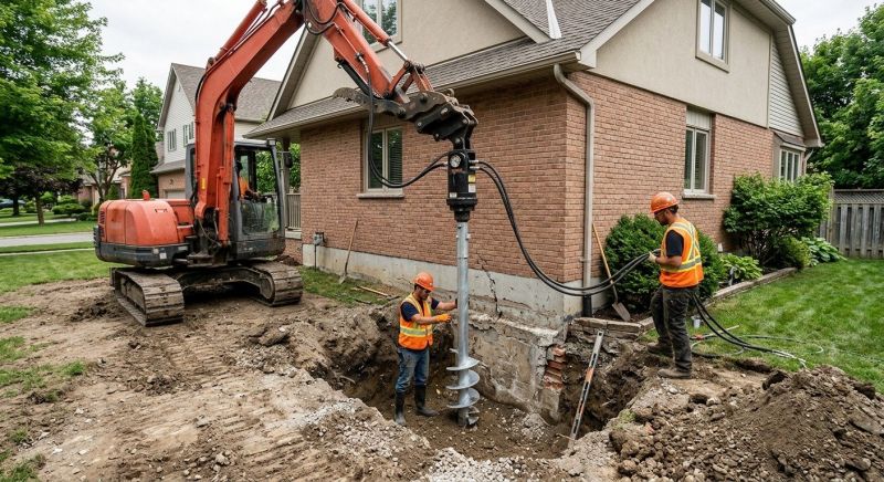 Helical Pile Installation in East Greenwich, RI